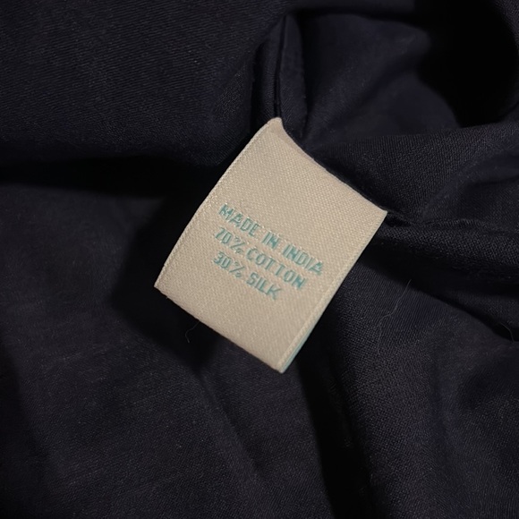 ELIZABETH Hurley Cotton Beach Navy Beach Cover Ruffle Neck and Sleeve size M - Picture 10 of 11